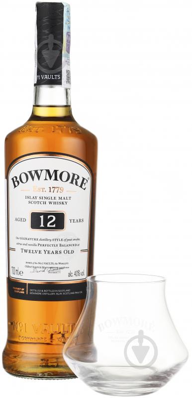 Віскі Bowmore 12 років в п/у + 2 склянки 0,7 л - фото 1