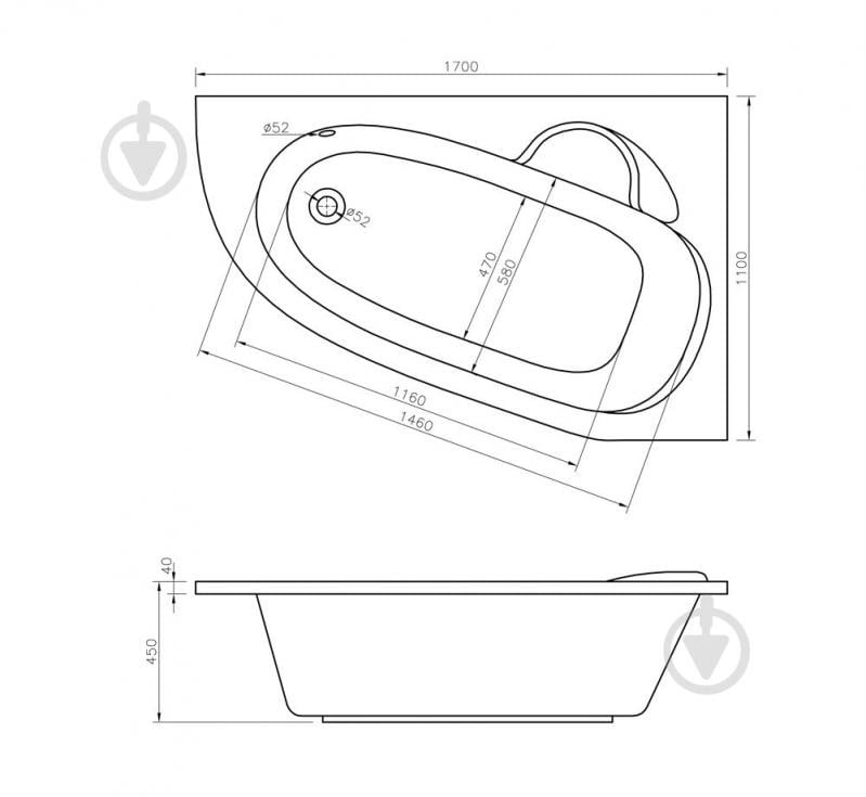 Ванна акрилова Lavinia Boho Bell Pro 1700х1100 см (лівий розворот) без ніжок 3702170L - фото 10