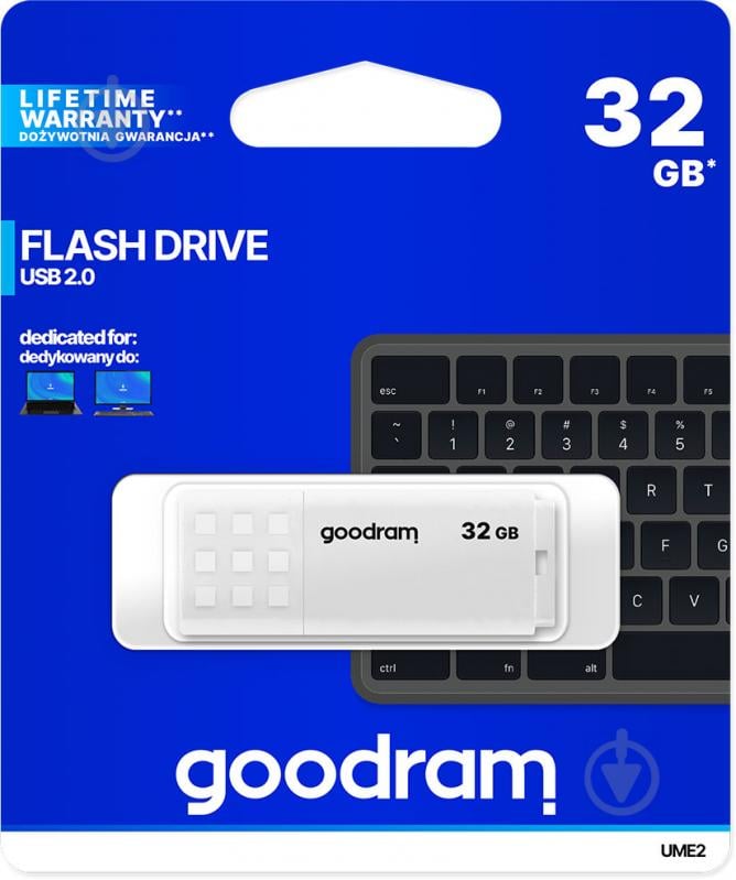 Флеш-пам'ять USB Goodram UME2 32 ГБ USB 2.0 white (UME2-0320W0R11) - фото 1