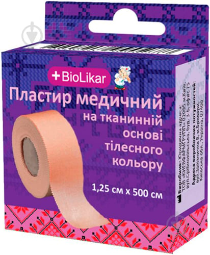 BioLikar Пластир на тканинній основі тілесного кольору в котушці 1,25 см х 500 см - фото 1