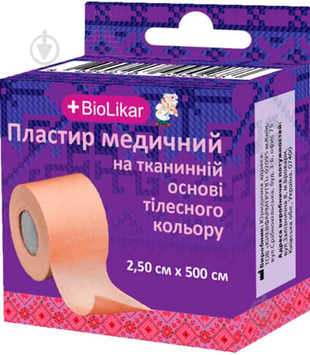 BioLikar Пластир на тканинній основі тілесного кольору в котушці 2,50 см х 500 см 1 шт. - фото 1