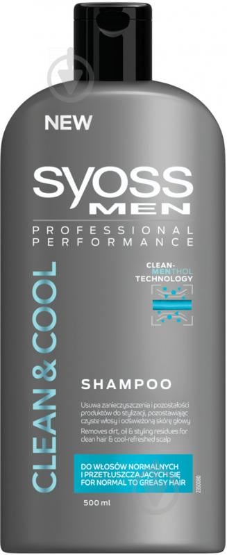 Шампунь Syoss Men Clean & Cool для нормального та жирного волосся 500 мл - фото 1