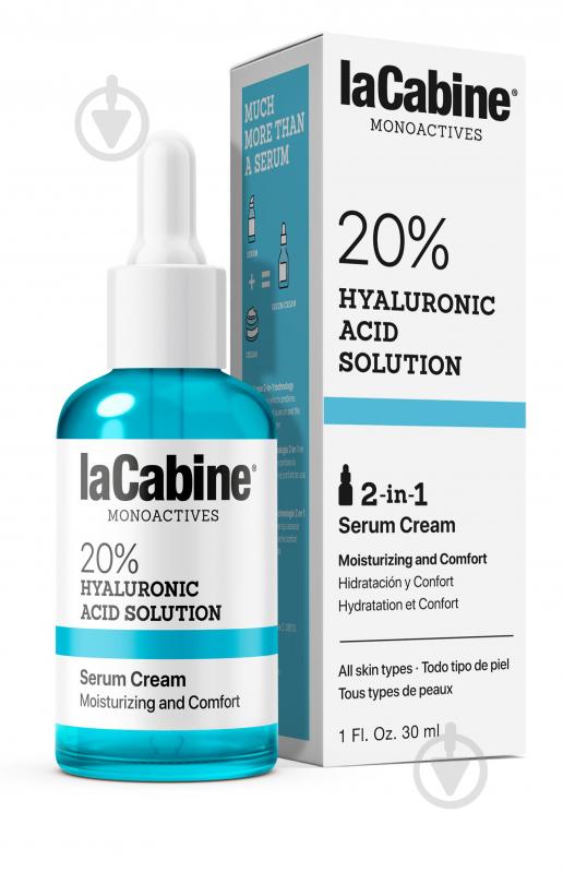 Крем для обличчя LaCabine LaCabine 20% Hyaluronic Acid 2 in 1. Зволожувальна крем-сироватка для обличчя, 20% гіалуронов - фото 1