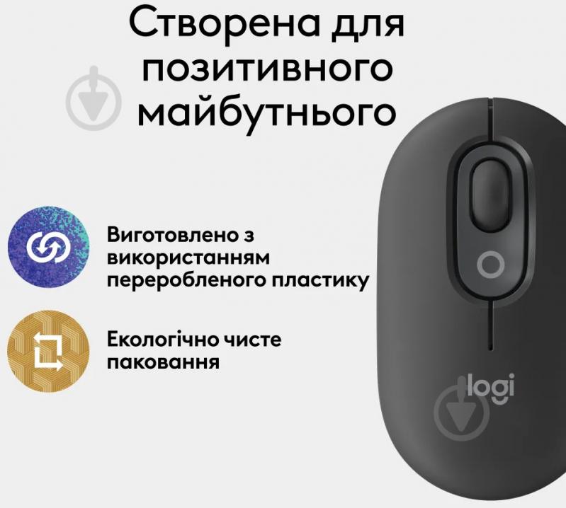 Мышка беспроводная Logitech POP Mouse with emoji graphite (L910-007412) - фото 2