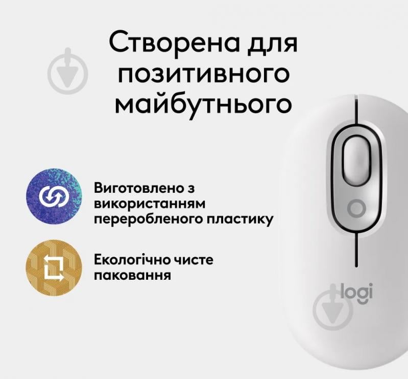 Мышка беспроводная Logitech POP Mouse with emoji white (L910-007411) - фото 4