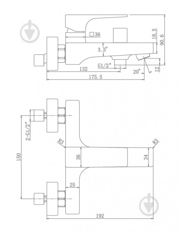 Смеситель для ванны Aqua Rodos ELITE хром 90671 - фото 2