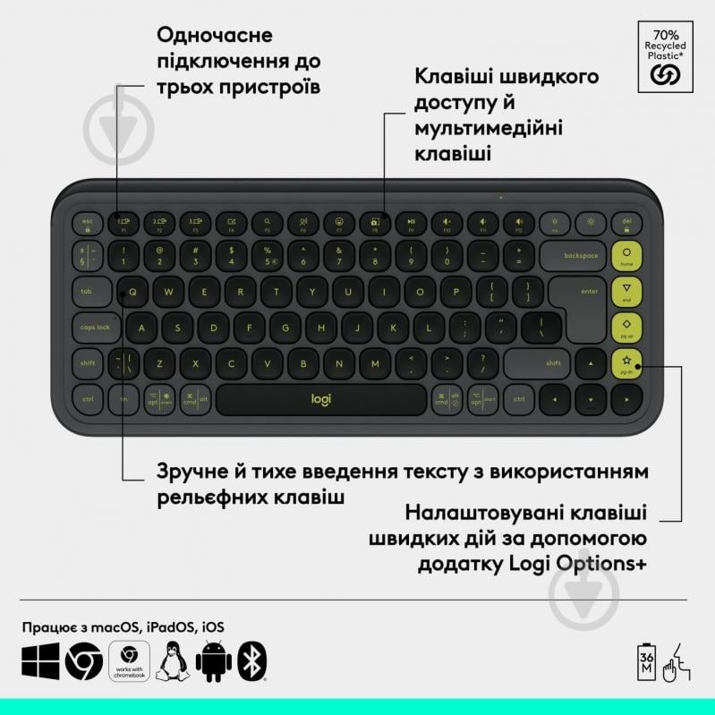 Клавиатура Logitech Pop Icon Keys (L920-013157) graphite - фото 9