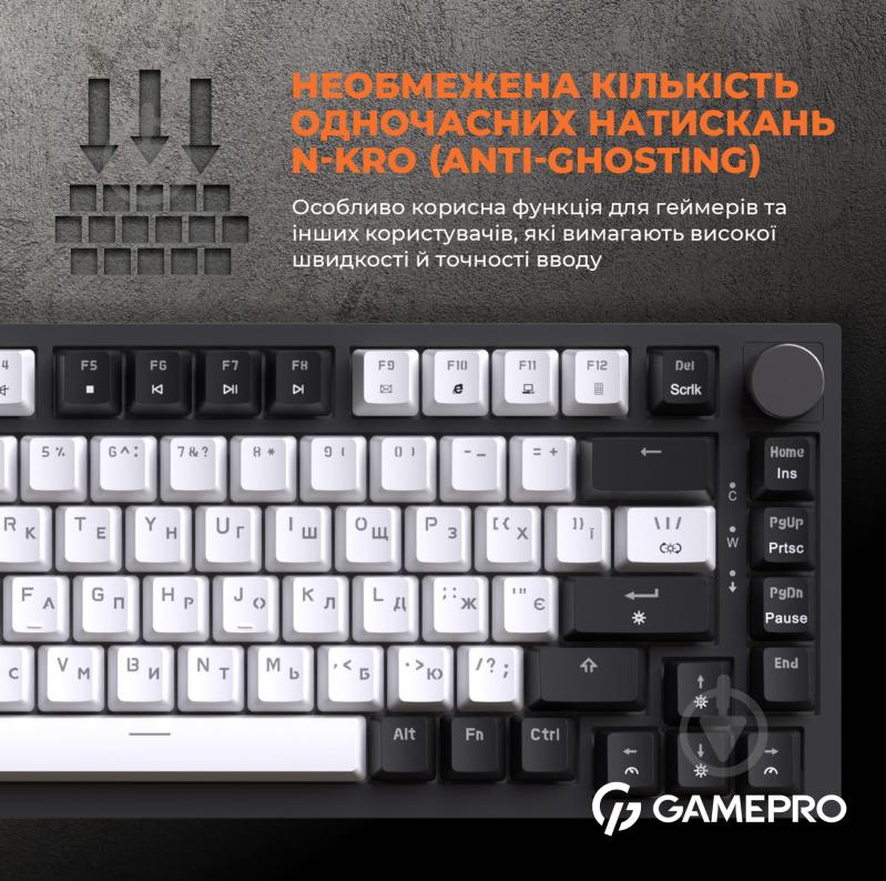 Клавиатура игровая GamePro (MK160B) Hot-Swap RGB Black black/white - фото 9