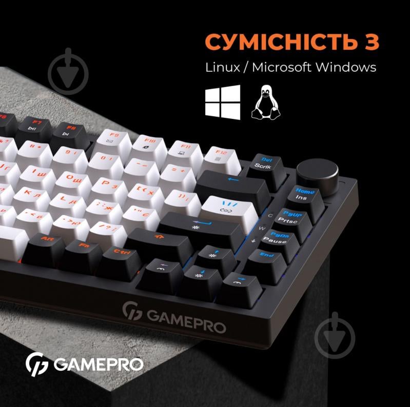 Клавиатура игровая GamePro (MK160B) Hot-Swap RGB Black black/white - фото 4