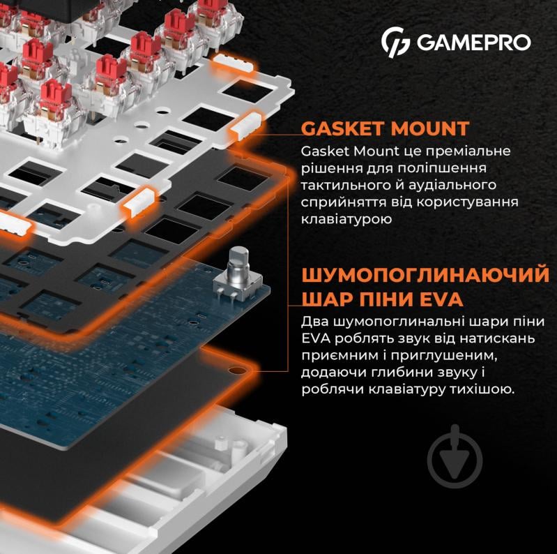 Клавиатура игровая GamePro (MK160B) Hot-Swap RGB Black black/white - фото 2