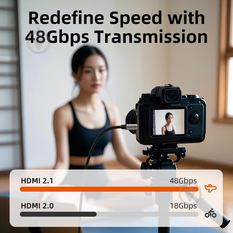 Кабель CableTime micro HDMI (M) - HDMI (M) 8K/60Hz, 48Gbps 3 м blackgrey (CA915880) - фото 7