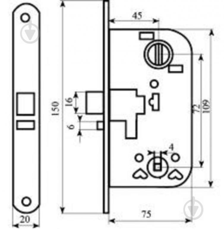 Комплект фурнитуры WC Comit PS 01 PB/WC 72 мм полированная латунь - фото 2