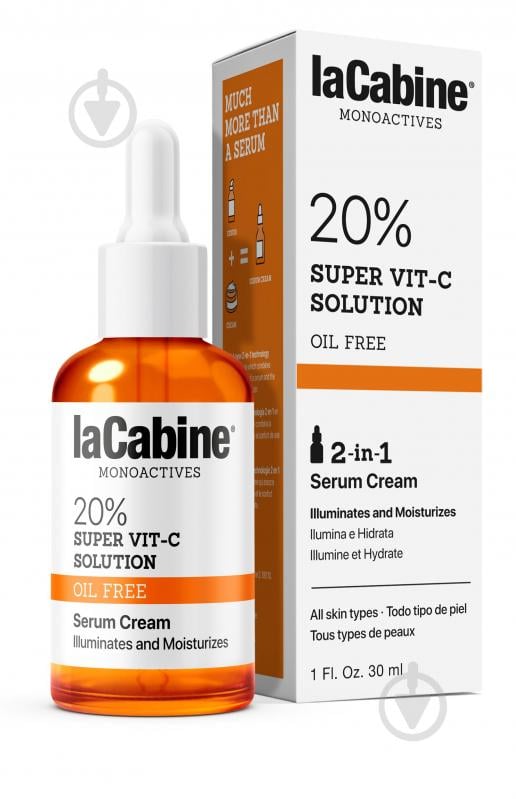 Крем-сыворотка LaCabine 20% Super Vit-C 2 in 1 для осветления и увлажнения кожи лица 30 мл - фото 1