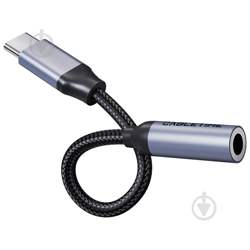 Адаптер CableTime USB Type-C (M) - 3.5 мм (F) blackgrey (CA915361) - фото 3