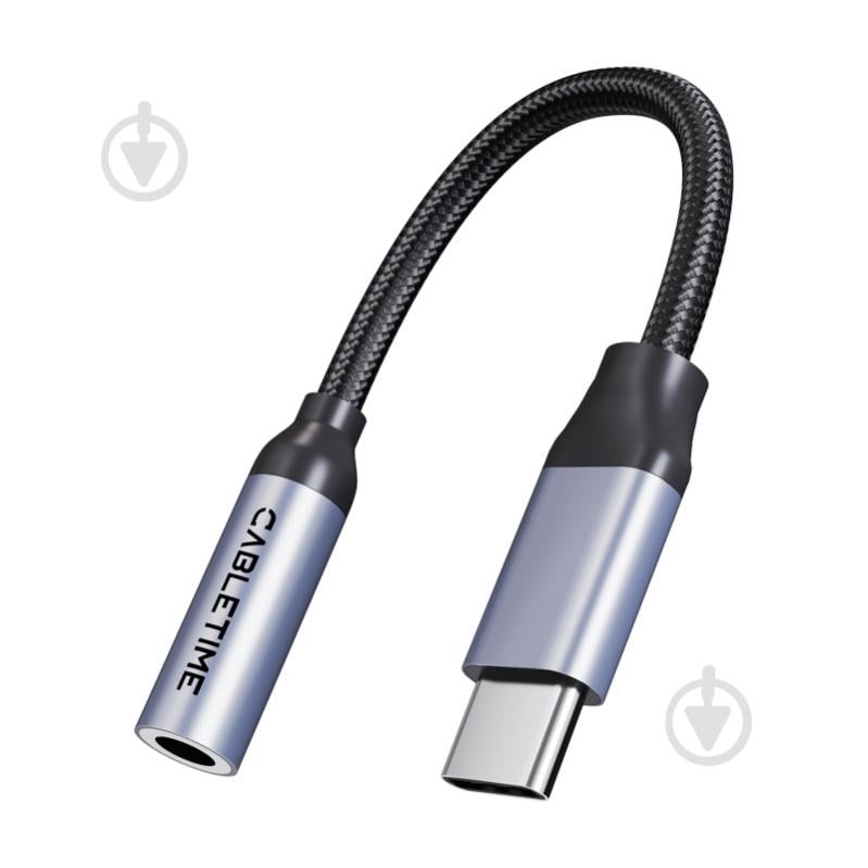 Адаптер CableTime USB Type-C (M) - 3.5 мм (F) blackgrey (CA915361) - фото 1