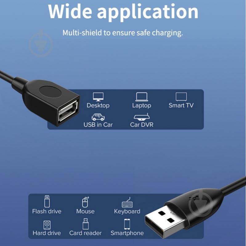 Кабель CableTime USB 2.0 AM — AF 0,5 м black (CA915156) - фото 4