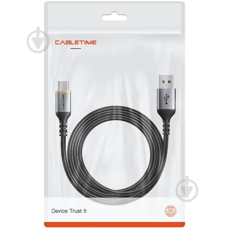 Кабель гибкий CableTime USB 2.0 AM — Type-C 1,5 м black (CA915224) - фото 3