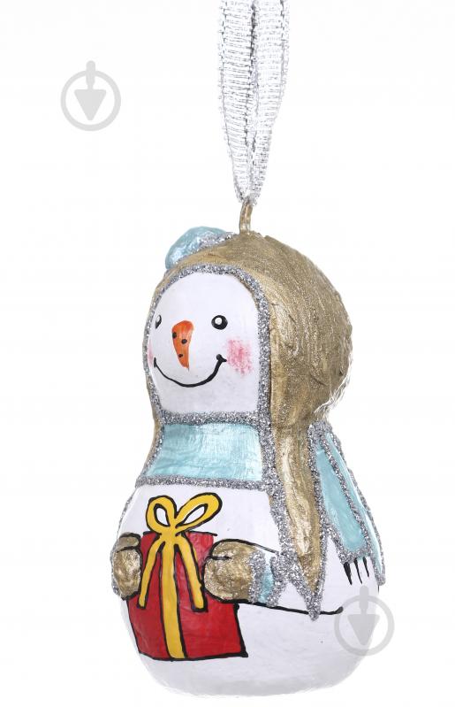Елочная игрушка Снеговик с подарком 3 x 11 x 12 см (2033074002) - фото 2 Елочная игрушка Снеговик с подарком 3 x 11 x 12 см (2033074002) - фото 2