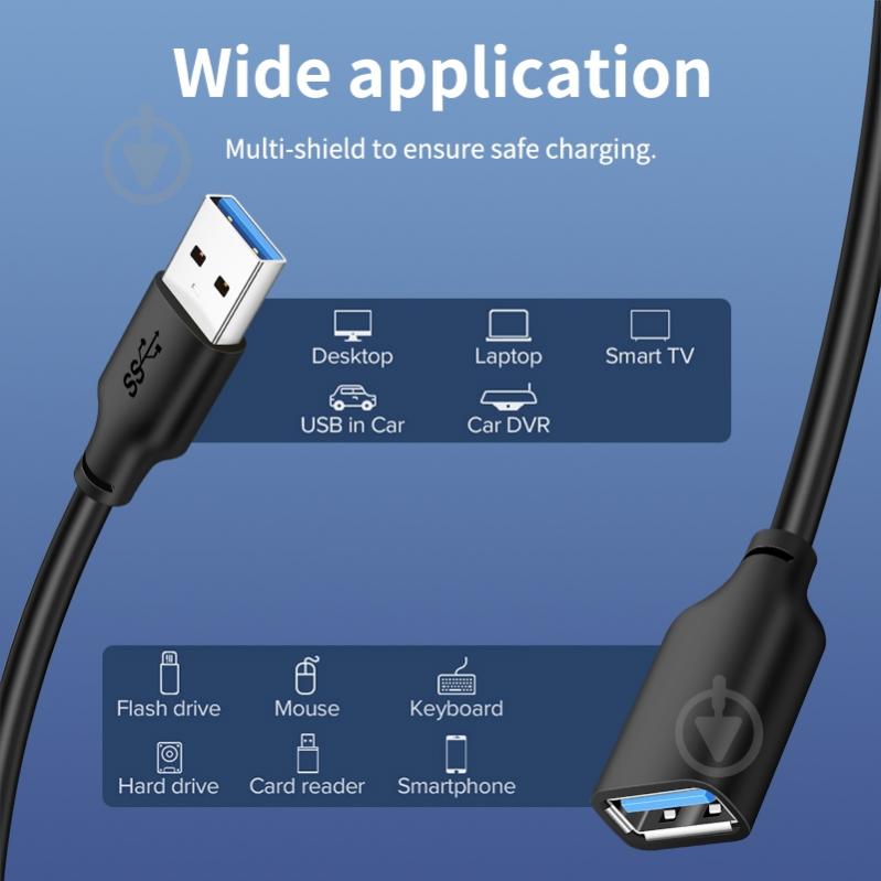 USB-кабель CableTime USB 3.0 AM — AF 2 м black (CA915408) - фото 4