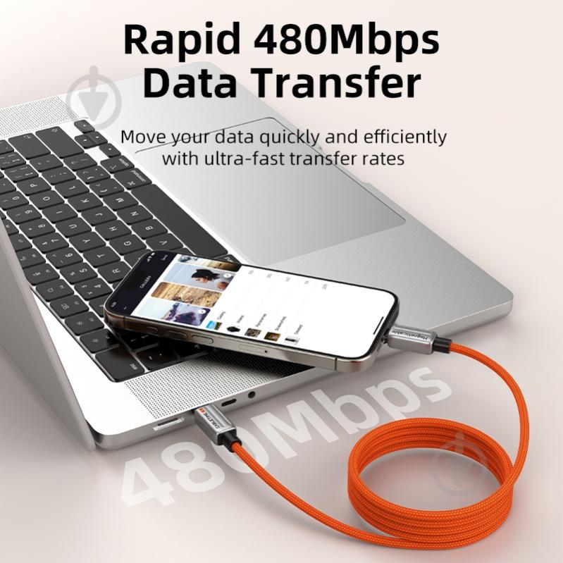 Кабель CableTime USB Type-C (M) - Type-C (M) PD240W 2 м оранжевыйgrey (CA915729) - фото 3 Кабель CableTime USB Type-C (M) - Type-C (M) PD240W 2 м оранжевыйgrey (CA915729) - фото 3