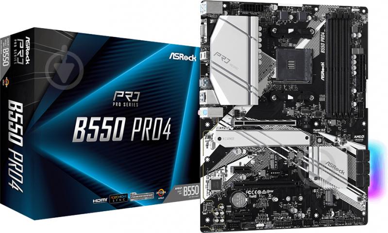 Материнская плата ASRock B550 Pro4 (Socket AM4, AMD B550, mirco ATX) - фото 1