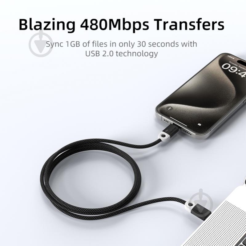 Кабель CableTime USB Type-C (M) - Type-C (M) PD60W 1 м blackgrey (CA915743) - фото 6