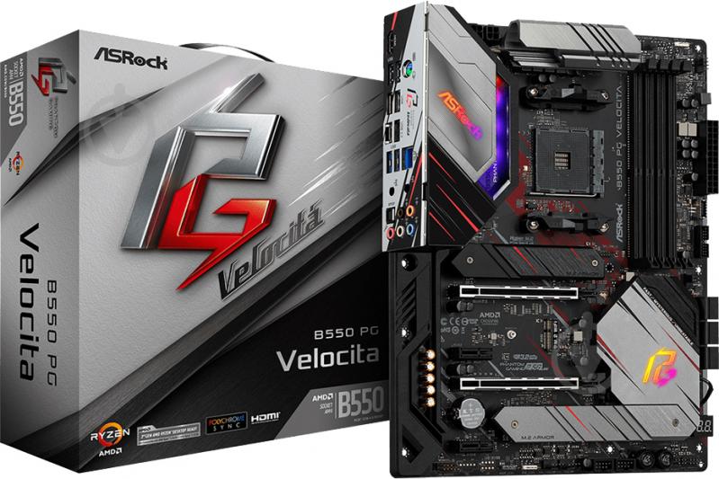 Материнская плата ASRock B550 PG Velocita (Socket AM4, AMD B550, ATX) - фото 1