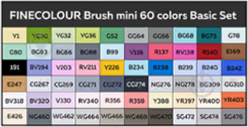 Набір двосторонніх маркерів FINECOLOUR Brush Mini 60 кольорів EF103-TB60 різнокольоровий - фото 2