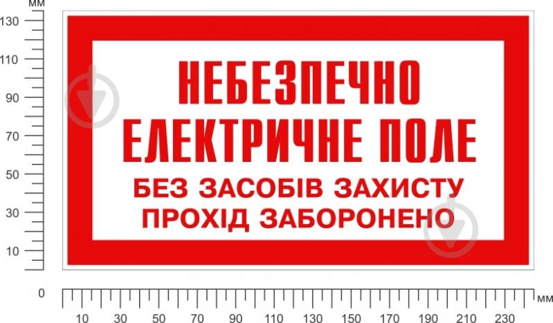 Табличка Небезпечно. Електричне поле. Без засобів захисту прохід заборонено 240x130 мм - фото 2