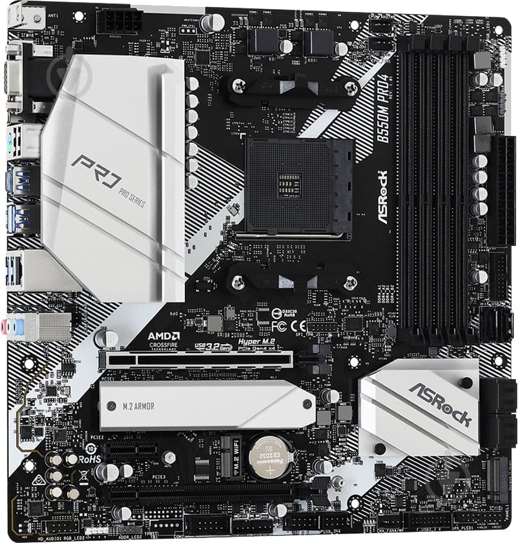 Материнська плата ASRock B550M Pro4 (Socket AM4, AMD B550, mirco ATX) - фото 3