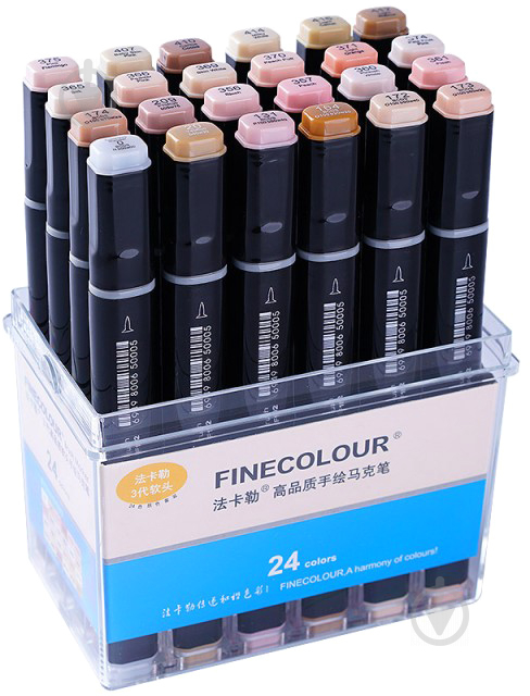 Набор двусторонних маркеров FINECOLOUR Brush Skin SET 24 цвета разноцветный EF103-FS24 - фото 1