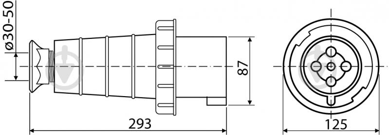 Вилка переносна Аско-Укрем ВП 125А/5 3Р+N+РЕ (045) червоний A0080010011 - фото 4