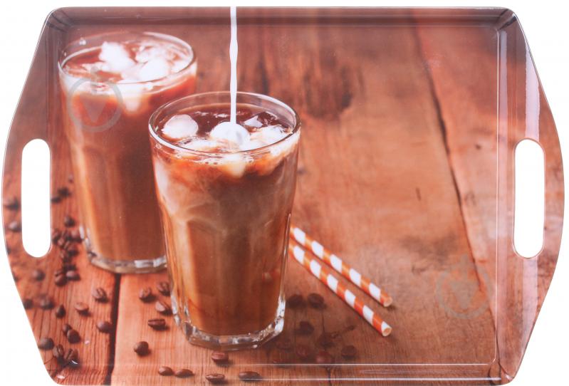 Поднос прямоугольный с ручками Ice Coffee 31x45x4 см коричневый Albayrak - фото 1