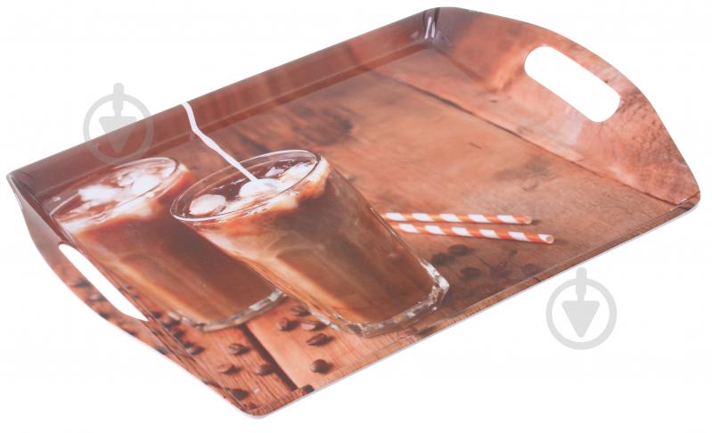 Таця прямокутна з ручками Ice Coffee 31x45x4 см коричнева Albayrak - фото 2