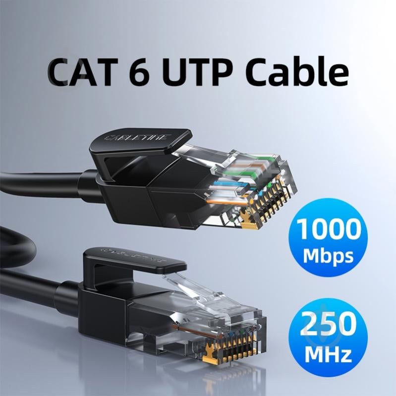 Патч-корд CableTime Cat6 UTP 1000Mbps 250MHz (CN60H) 1 м черный - фото 3