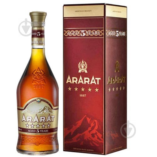 Бренді Ararat 5 років витримки 40% у коробці 0,5 л - фото 1