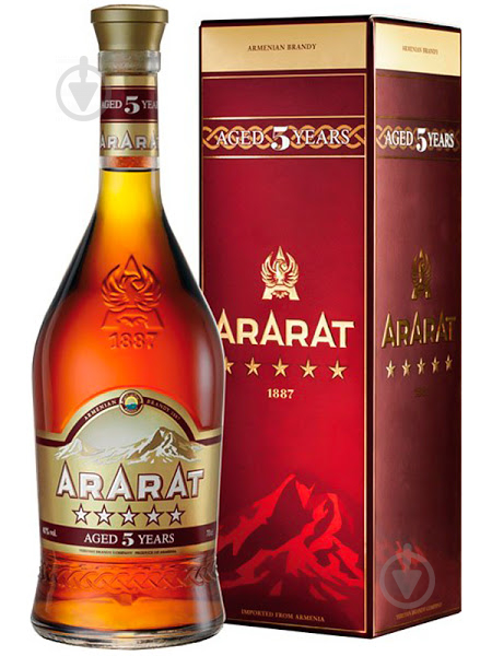 Бренді Ararat 5 років витримки 40% у коробці 0,7 л - фото 1