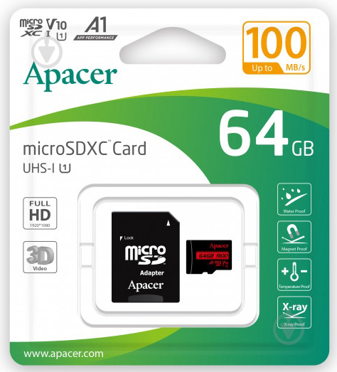 Карта памяти Apacer microSD 64 ГБ Class 10 (AP64GMCSX10UB-R ) - фото 2