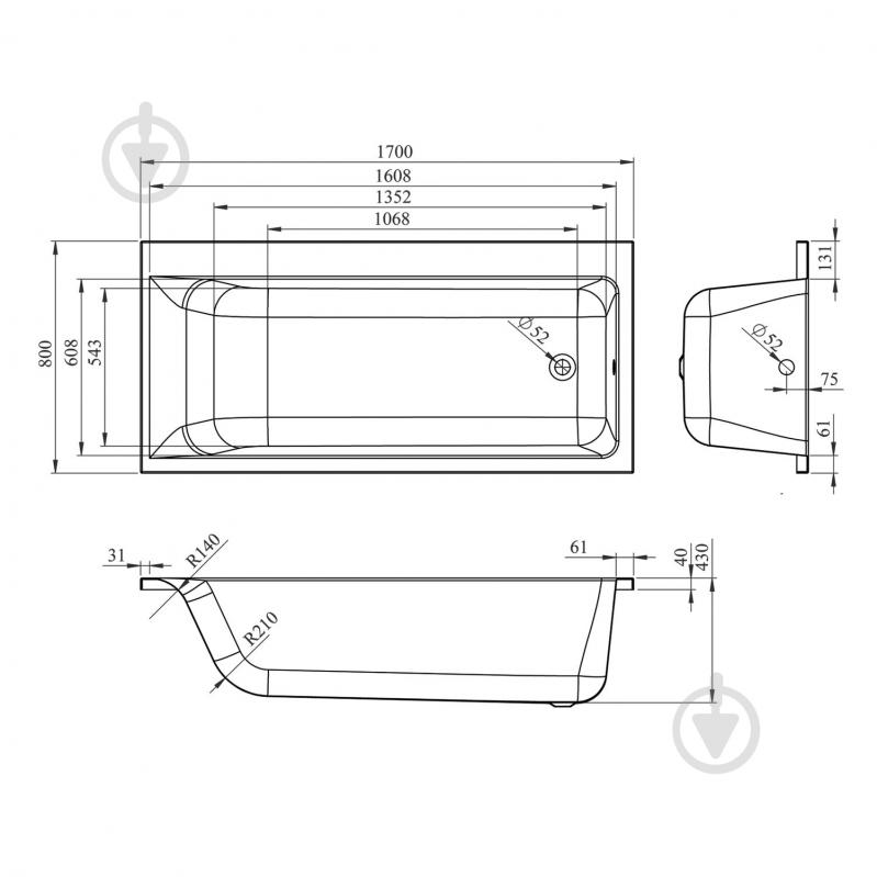 Ванна акрилова Lavinia Boho Catani 1700х800 см (правий розворот) з каркасом S1-3712170R - фото 8
