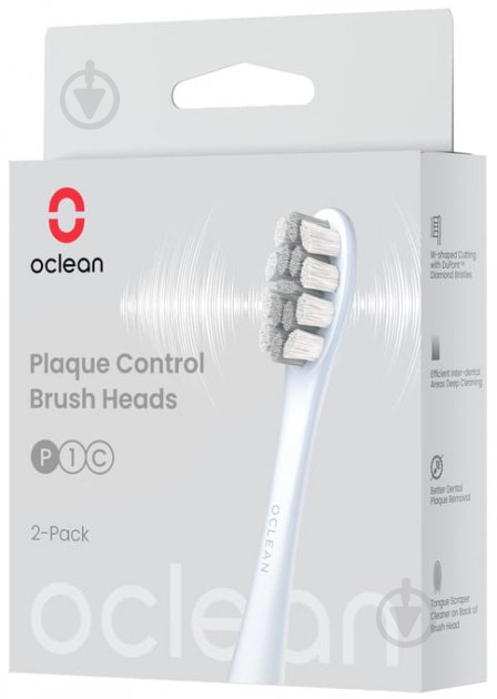 Насадки для електричної зубної щітки Oclean 6970810552812 P1C8 Plaque Control Brush Head Silver 2шт - фото 4