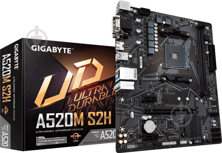 Материнская плата Gigabyte A520M S2H (Socket AM4, AMD A520, mirco ATX) - фото 5