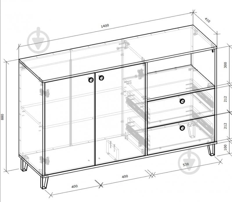 УЦЕНКА! Тумба Грейд Крис 1400x880x410 мм дуб артизан/графит серый (УЦ №2925) - фото 3 УЦЕНКА! Тумба Грейд Крис 1400x880x410 мм дуб артизан/графит серый (УЦ №2925) - фото 3