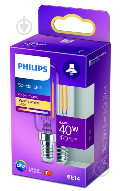 Лампа светодиодная Philips T25 4,5 Вт E14 2700 К 220-240 В прозрачная 929001956715 - фото 1