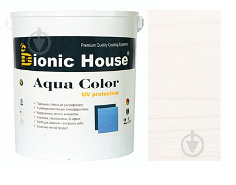 Лазур Bionic House лесуюча універсальна Aqua Color UV protect білий шовковистий мат 2,5 л - фото 1