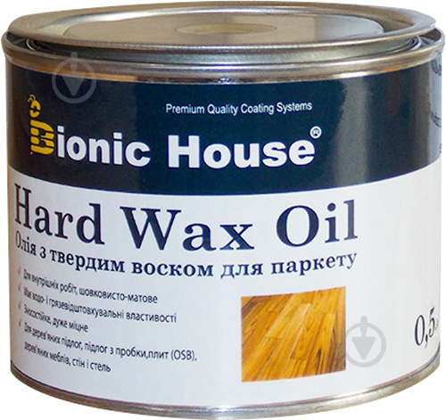 Масло Bionic House Hard Wax Oil с воском для паркету шелковистый мат 0,5 л - фото 1