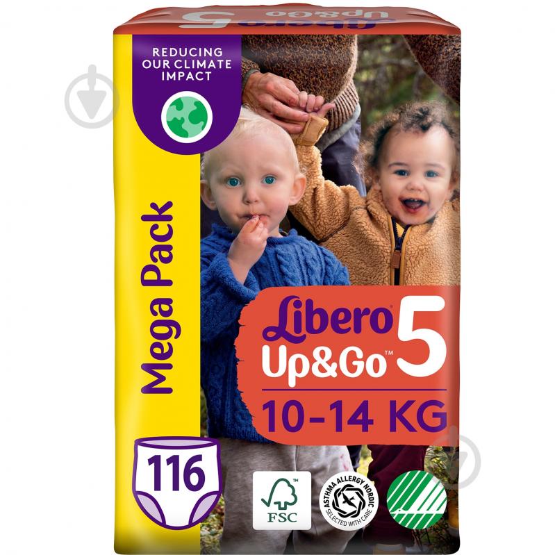 Підгузки-трусики Libero Up&Go 5 10-14 кг 116 шт. - фото 1 Підгузки-трусики Libero Up&Go 5 10-14 кг 116 шт. - фото 1