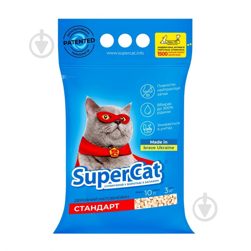 Наполнитель SuperCat Стандарт 3 кг синий 3 кг - фото 1