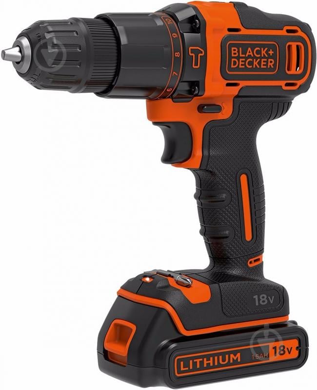 Шуруповерт аккумуляторный Black+Decker BDCHD18KB - фото 1