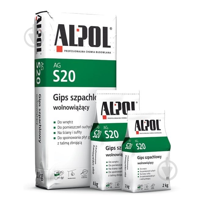 Шпаклівка Alpol гіпсова для розшивки швів повільна AG S-20 (зі стрічкою) 20кг - фото 1 Шпаклівка Alpol гіпсова для розшивки швів повільна AG S-20 (зі стрічкою) 20кг - фото 1