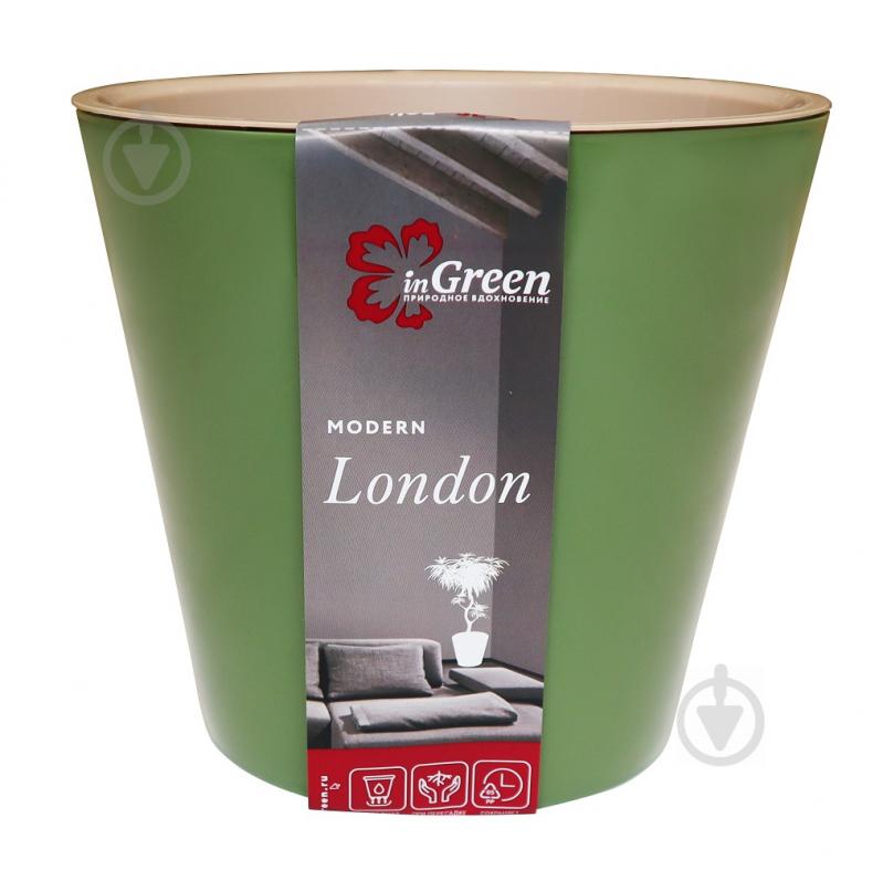 Горшок InGreen London круглый 1,6 л оливковый (ING6204ОЛ) - фото 1